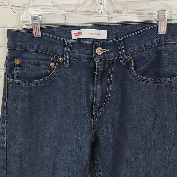 LEVI'S 511 Slim Fit Blue Jeans Distressed Stretch Denim Boys 16 Regular 28x28 - Picture 4 of 9